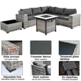 thumbnail image 3 of Ovios 7 Pieces Outdoor Patio Furniture with 30 inch Fire Pit Table All Weather Wicker Sectional Set for Porch, 3 of 6