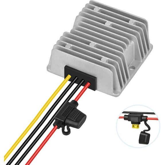 20A 240W DC-DC 24V 36V 48V Step-Down to 12V Converter Golf Cart Decompression Regulator Waterproof Transformer with Fuse