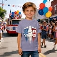 thumbnail image 4 of OOOUM Patriotic T Shirts For Boys Loose Fit Classic Tops Tees 250Th Anniversary Short Sleeve Summer Tops Light Purple 4-5 Years, 4 of 5