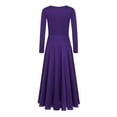 thumbnail image 4 of Sholeno Kids Girls Praise Dance Dress Long Sleeve Worship Liturgical Full Length Swing Skirt Lyrical Dancewear Purple 14, 4 of 5