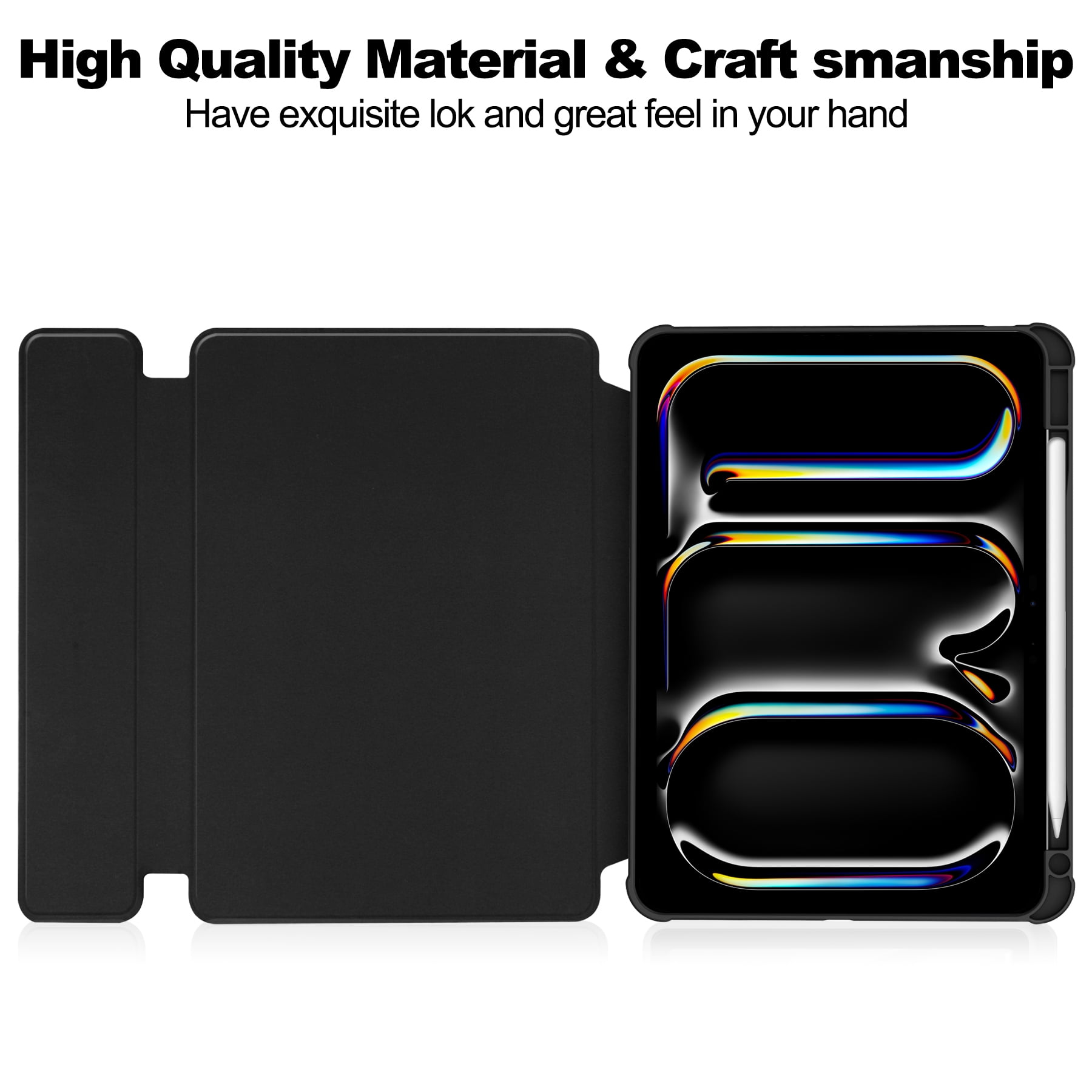 TECH CIRCLE Tablet Case for Apple iPad Air 13" (2024), 360 Degree Rotating Stand /Auto Sleep Sake /Magnetic Closure /Pencil/Stylus Holder /Full Coverage Protection, PU Leather Folio Case, Black