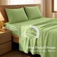 thumbnail image 3 of Lux Decor&nbsp;Twin&nbsp;Bed Sheets - 4 Piece Ultra-Soft Microfiber&nbsp;Sheets Set, Deep Pocket Fitted Sheet, Flat Sheet & 2 Pillowcases, Breathable Hotel Luxury, OEKO-TEX Certified, Green, 3 of 10