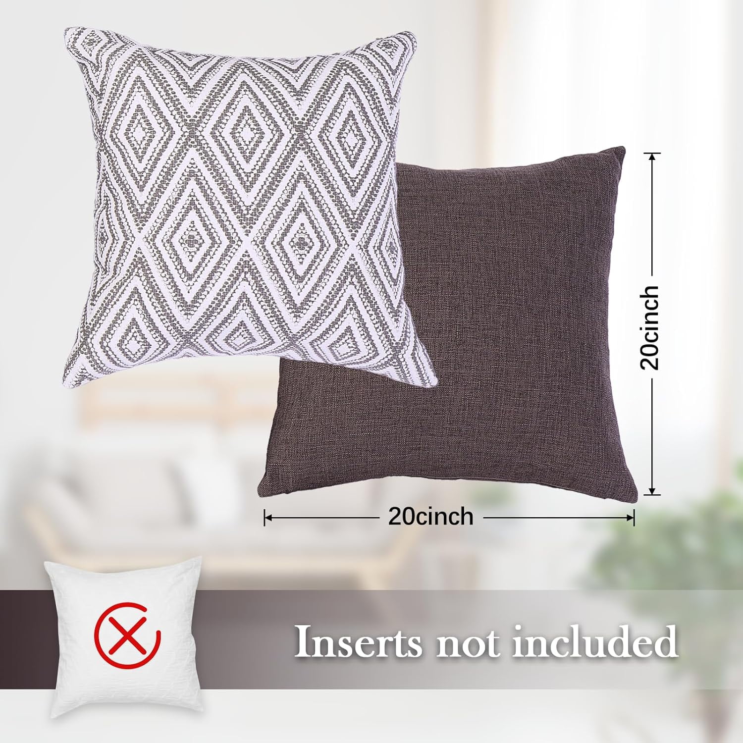 SUSIELADY Throw Pillow Covers Set of 4, 20"x20" Linen Decorative Square Couch Sofa Cushions, Accent Home Decor, Living Room, Bedroom, Chair, Chocolate