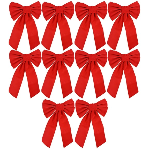 Regal Red Velvet 10-Pack Christmas Holiday Bows, 9 x 15 Inches of Soft Velvet Elegance for Trees, Fence, Gifts, Doors, Wreaths and More!