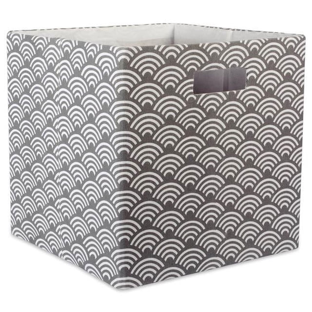 Design Imports CAMZ37948 13 x 13 x 13 in. Waves Square Polyester Storage Cube, Grey