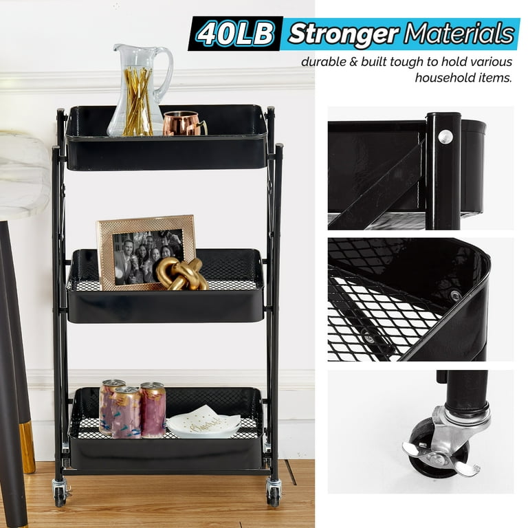 5-Tiered Narrow Rolling Storage Shelves - Mobile Space Saving UT