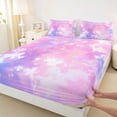 thumbnail image 3 of Homewish Watercolor Splatter Ink Queen Sheet Sets,Ink Painting Flat Sheet,Pink Purple Ombre Queen Fitted Sheet For Girls Kids,Super Cozy Room Decor,4-Piece, 3 of 7