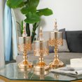 thumbnail image 1 of Adornos de estilo europeo Mesa de comedor de vidrio Cena romántica a la luz de las velas de estilo occidental Adornos de tres piezas Accesorios de boda Candelabro decorativo, 1 of 5