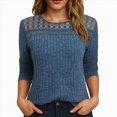thumbnail image 2 of Towmus Womens Lace Long Sleeve Shirts Fall Tops Fashion Dressy Casual Lightweight Sweaters Mesh Clothes Trendy Fall Outfits, 2 of 9