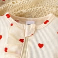 thumbnail image 4 of Tiweut Casual Kids Outfits Girl Valentines Day Ruffle Heart Print Romper Headband Suit Set, 4 of 8