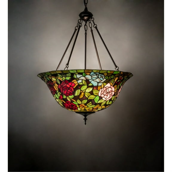 24" Wide Tiffany Rosebush Inverted Pendant