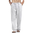 thumbnail image 1 of Men's Plus Size Linen Stretch Yoga Drawstring Pockets Sports Pants, 1 of 4