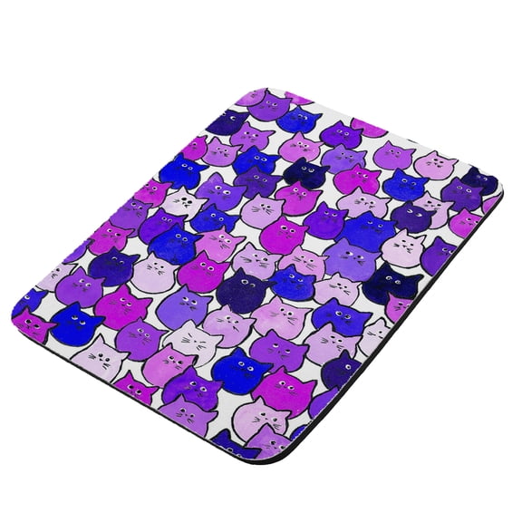 Very Purple and Blue Tiny Chubby Kitties Art by Denise Every - KuzmarK Mousepad / Hot Pad / Trivet