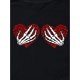 thumbnail image 4 of Women'S Casual Crew Neck Short Sleeve T-Shirt, Polyester Knit Fabric with Medium Stretch, with Skeleton Hand Heart Print, for Spring/Summer/Fall, 4 of 7