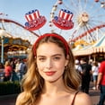 thumbnail image 4 of Homellea 4th of July Patriotic Headband, 9.64 Inch Red White Blue Star Hair Hoop with 250 Year Anniversary Ribbon Streamers for Independence Day, Memorial Day, Parade and Party Decor, 4 of 6