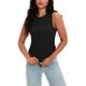 thumbnail image 2 of Camisetas sin mangas de cuello redondo acanaladas para mujer ATHLECHIC, color negro, 2 of 5