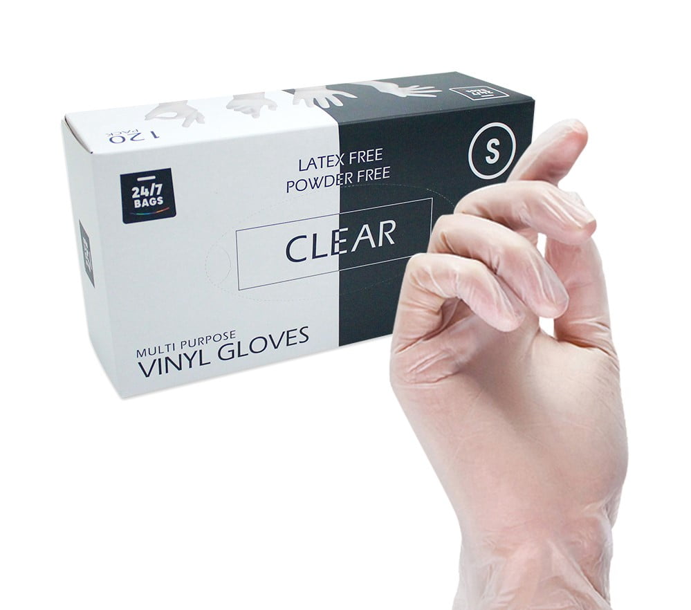 100 x EXTRA LARGE XL Size Latex Free By Guilty Gadgets Vinyl Disposable Gloves Clear/White NON-Powdered Powder Free Multi-purpose