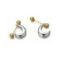 thumbnail image 5 of Airokiy Silver Chunky Stud Earrings for Women, Trendy Gold Plated Hypoallergenic Half Hoop Huggie Earrings, 5 of 6