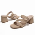 thumbnail image 3 of Pennysue Women Square Toe Sandals Strappy Slip On Chunky Heels with Cushioned Insole for Summer Party Office Daily Wear, 3 of 7