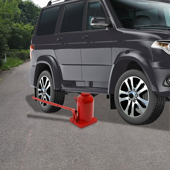 Toolven Hydraulic Stubby Low Profile Welded Bottle Jack, 50T Capacity, Compact Design, and Adjustable Lifting Height (Up to 18.5in)