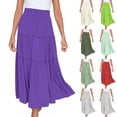 thumbnail image 5 of YanHoo Womens Summer Maxi Skirts 2024 Boho Ruffle Skirt Elastic Waist Pleated Flowy Skirt A-Line Swing Tiered Beach Skirts, 5 of 5