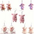 thumbnail image 6 of yocbz Cute Pink Pig Acrylic Earrings Dangle Jewelry Gifts for Women Pig Lovers (Style B), 6 of 7