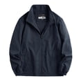 thumbnail image 2 of hoksml Men's Stand Collar Lightweight Windbreaker Full Zip Casual Jacket Elastic Cuff Zipper Pocket Outdoor Daily Coat, 2 of 5