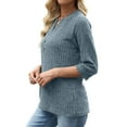 thumbnail image 3 of LIaqionyy Women V Neck Sweaters Pullover Lightweight Knitted 3/4 Sleeve Fall Fashion Blouse Tunic Tops, 3 of 7