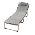 thumbnail image 3 of Cama plegable individual para una persona, reclinable, plegable, para acampar, oficina, pausa para el almuerzo, emergencia al aire libre, tubo redondo de 56 pulgadas, almohadilla gris y transpirable, 3 of 15