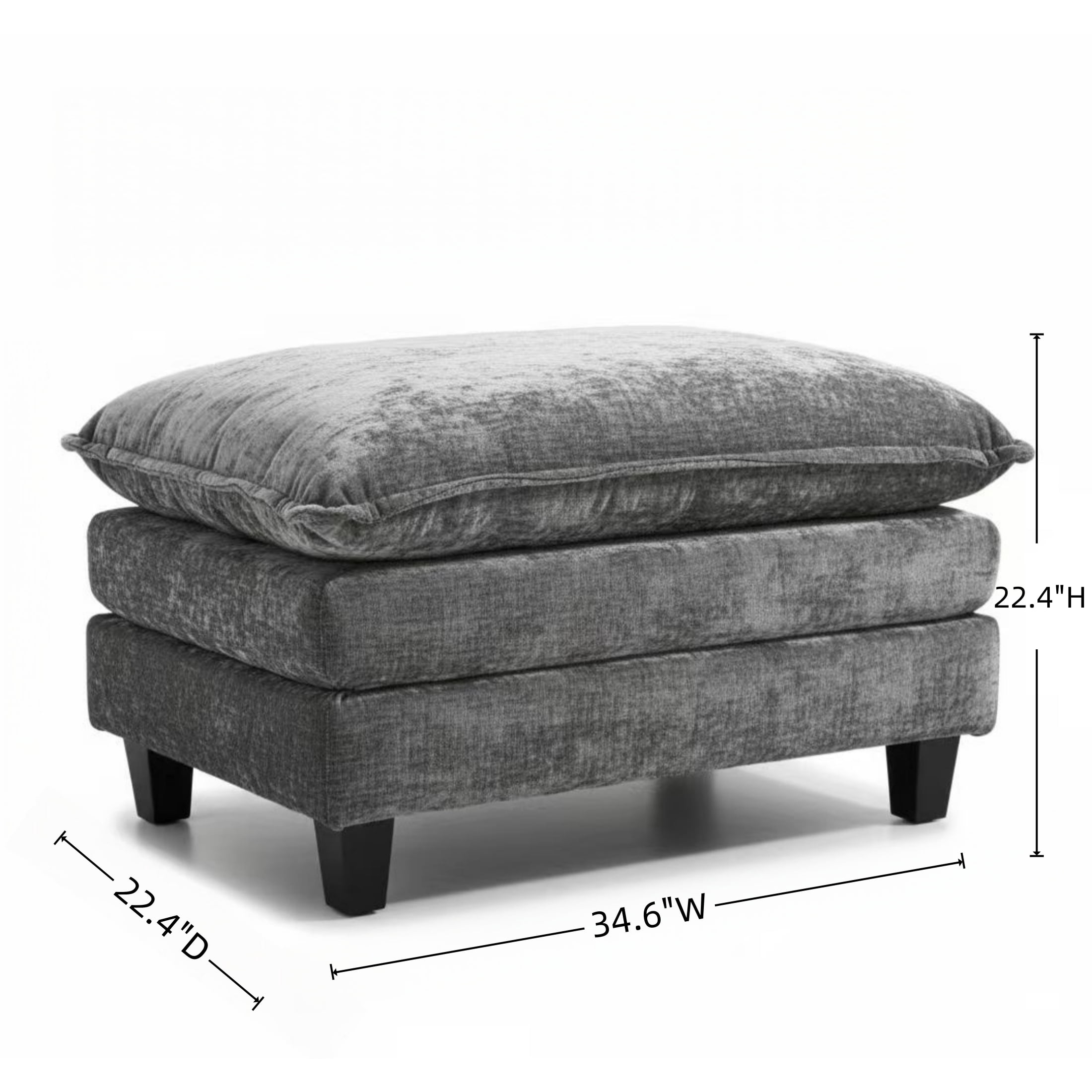 Vinform Ottoman Footstool with Thick Cushion for Sofa & Accent Chair, Dark Gray