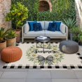 thumbnail image 2 of Summer Daisy Outdoor Rug for Patio/Deck/Porch, Non-Slip Large Area Rug 6 x 9 Ft, Retro Botanical Flower Wreath Bow Plaid Beige Indoor Outdoor Rugs Washable Area Rugs, Camping Rug Carpet Runner, 2 of 8