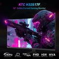 thumbnail image 3 of KTC H32S17F 32 Inch 240Hz Curved Gaming Monitor, FHD 1080P 1500R HDR Gaming PC Monitor, FreeSync, Ultra-Fast 1ms Monitor for Gamer, 3500:1 Contrast, HDMI 2.0 x 2, DisplayPort 1.4 & USB 2.0, 3 of 15