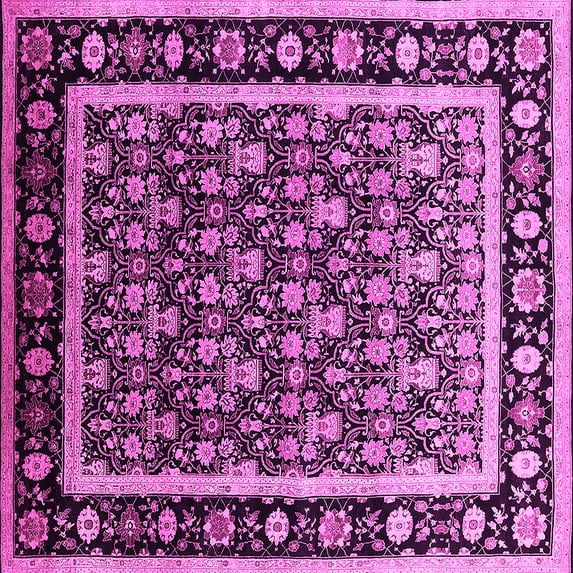 Ahgly Company Indoor Square Oriental Pink Traditional Area Rugs, 3' Square