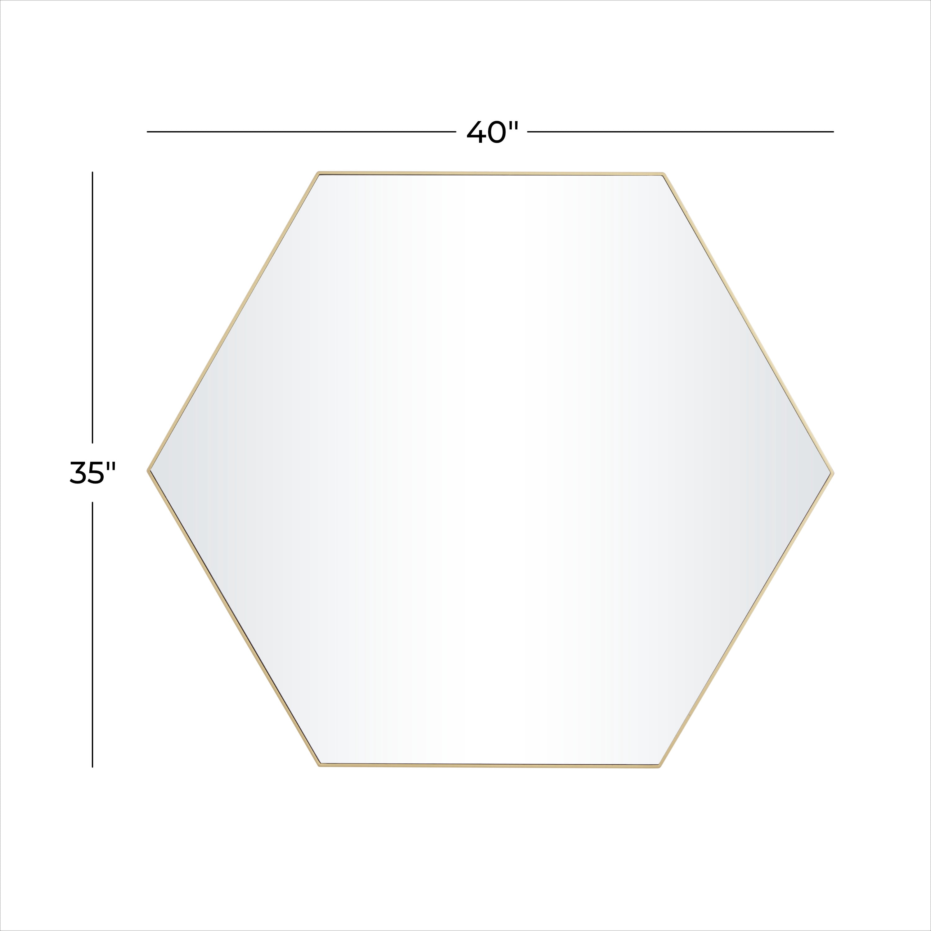 DecMode 40" x 35" Gold Hexagon Wall Mirror with Thin Minimalistic Frame