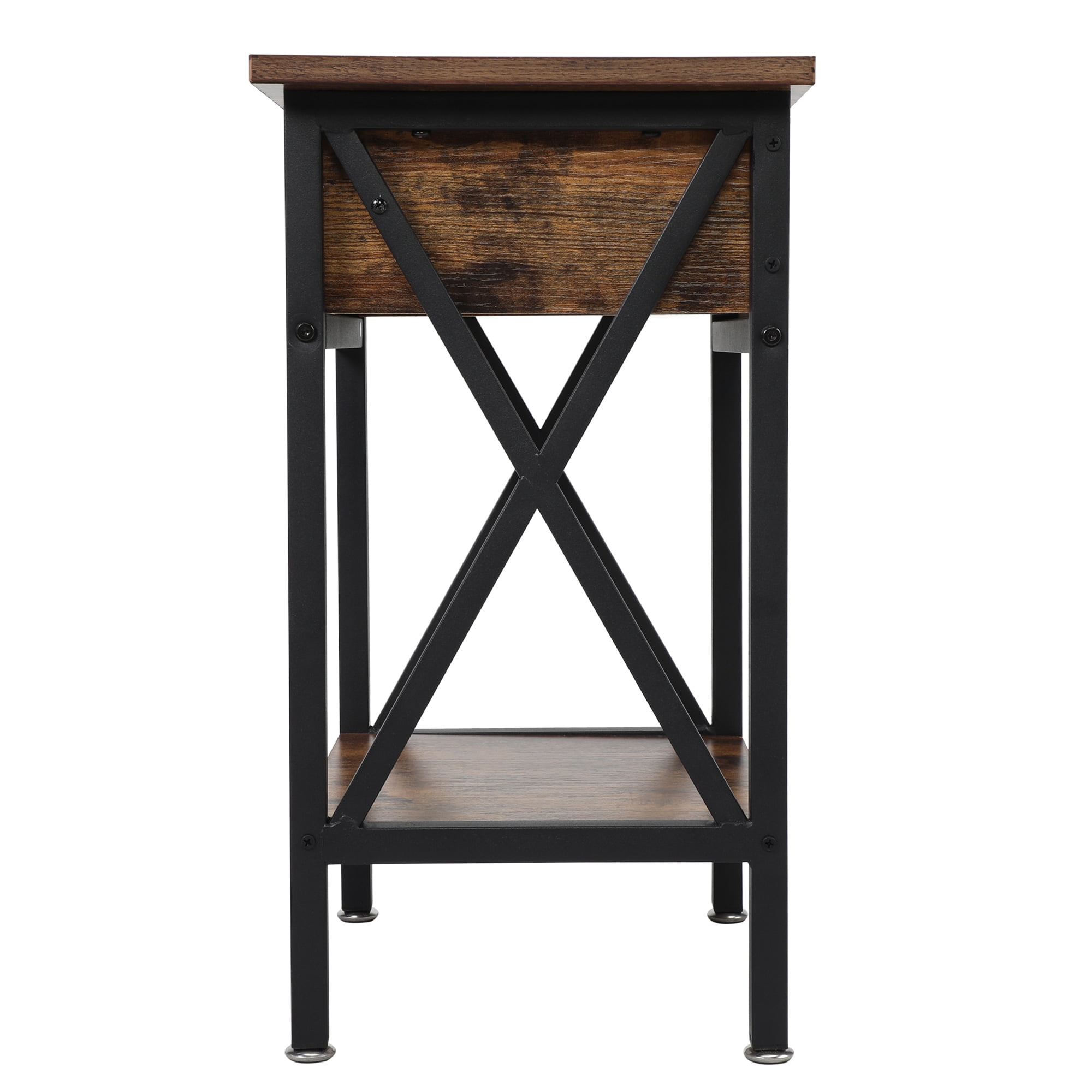 Kepooman Modern Versatile Nightstands, Industrial Set of 2 Bedside Table with Drawer and Storage Shelf, Rustic End Table Side Table Modern Night Stand for Bedroom Living Room Sofa Couch, Brown Kepooman Modern Versatile Nightstands, Industrial Set of 2 Bedside Table with Drawer and Storage Shelf, Rustic End Table Side Table Modern Night Stand for Bedroom Living Room Sofa Couch, Brown
