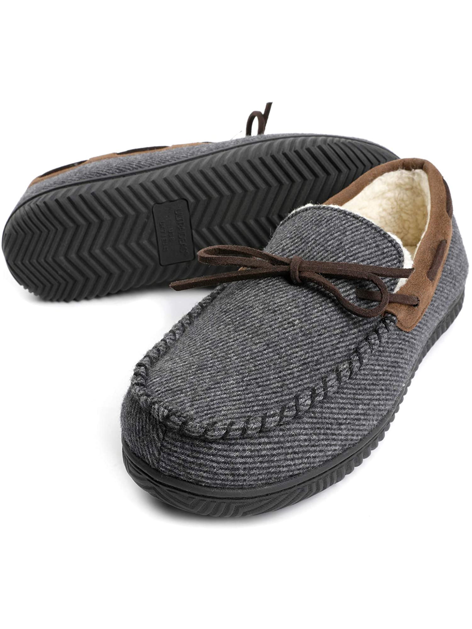 moccasin slippers with rubber sole