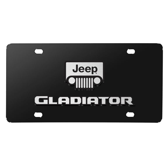 Jeep Gladiator 3D Dual Logo Black Stainless Steel License Plate