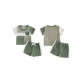 thumbnail image 2 of Loicainy Toddler Baby Boy Summer Clothes Set Contrast Color Outfits 6 9 12 18 24 Months 2T 3T 4T Crew Neck Short Sleeve Tops and Shorts, 2 of 8