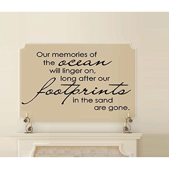 Decal ~ OUR MEMORIES OF THE OCEAN, FOOTPRINTS IN THE SAND ~ WALL DECAL 20" X 36"