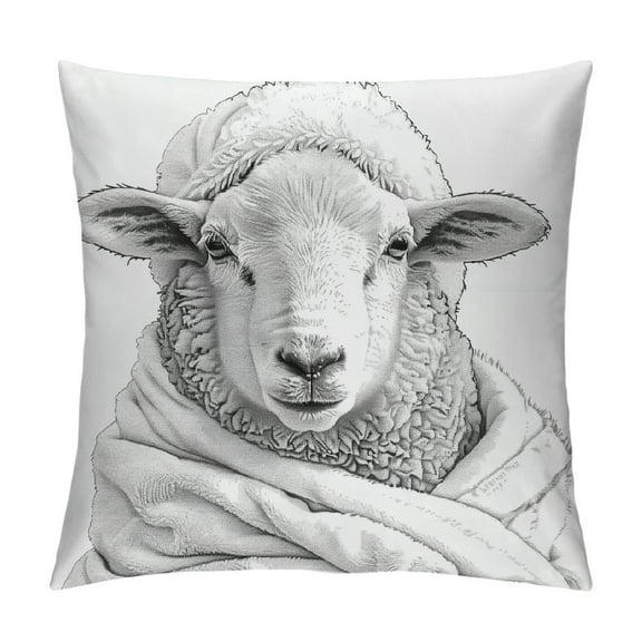 Autua Sheep Graphic Decorative Cushion Throw Pillow Cover for Home Couch Living Room Bed Sofa - Printed on Both Sides - Year-Round Use - 1PC 12x12in