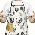 thumbnail image 2 of White Chicken Black Rooster Pattern Apron-Garden Aprons for Women with Pockets-Cotton Linen Waterproof Kitchen Cooking Gardening Aprons Adjustable for Kitchen,Cooking,BBQ and Salon 33x27 Inch, 2 of 7