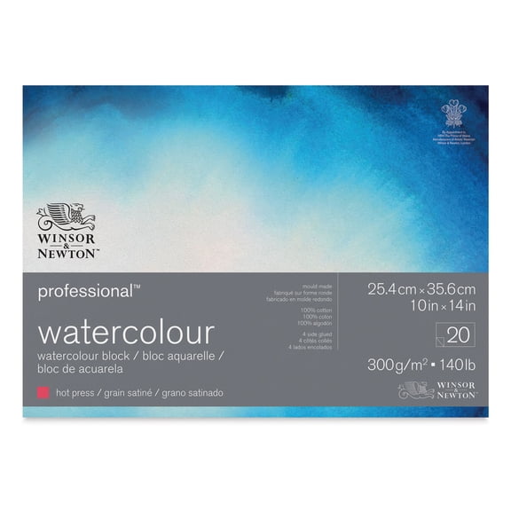 Winsor & Newton Professional Watercolour Paper Block, Hot Press, 10" x 14"