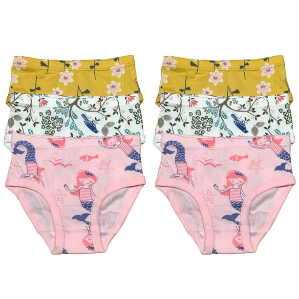 6 Pack Toddler Little Girls Kids Cotton Briefs Underwear, Hipster