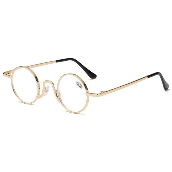 KOOSUFA Small Round Metal Reading Glasses 4.00 Blue Light Blocking Women Men Retro Eyeglasses Readers Eyewear Gold