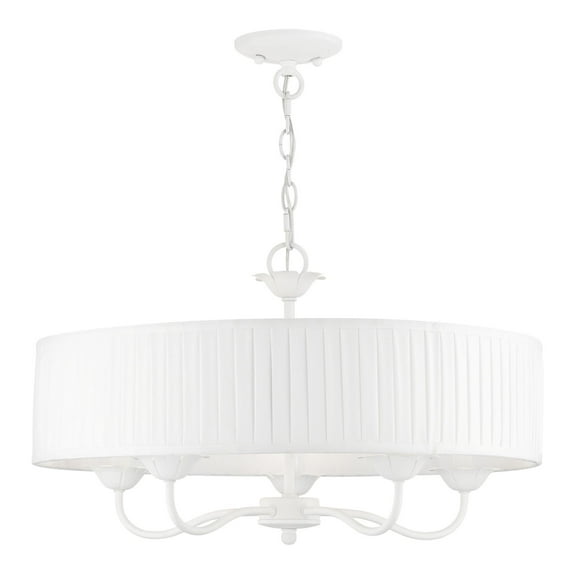 41775-03 Livex Lighting Edinburgh - 5 Light Pendant In Transitional Style-14 Inches Tall and 23 Inches Wide-White Finish -Traditional Installation