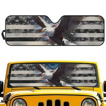 Uorisanigo Car Sun Shade, Camo American Flag Eagle Windshield Sunshade for Jeep Wrangler JK JKU JL JLU 1997-2025 & Jeep Gladiator JT 2020-2024, UV Rays Blocker Sun Visor Shade Keep Vehicle Cool