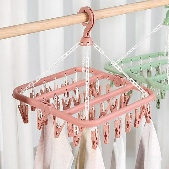Ganchos de clip plegables Macarena para colgar ropa interior 32 clavijas Rosado