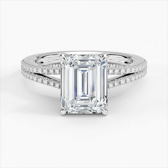 Dash Jewel 2 Ct Lab Created Emerald Cut Diamond Engagement Ring -14K White Gold Over Diamond Rings - Engagement Wedding Solitaire Diamond Rings For Women's - Special Occasion Ring Gifts for Her