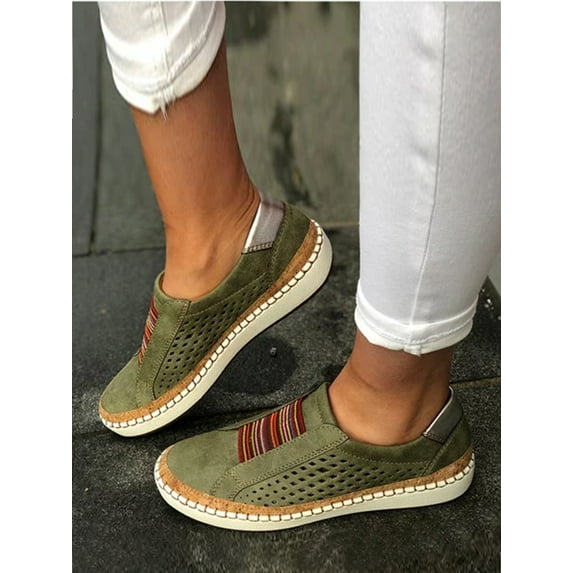 Avamo Womens Breathable Slip On Sneakers Hollow Comfy Loafers Walking Trainer Shoes