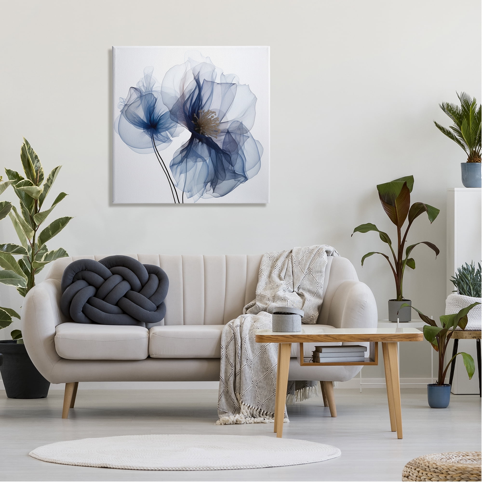 Stupell Industries Blue X-Ray Flowers Botanical & Floral Photography Gallery Wrapped Canvas Art Print Wall Art, 30 x 30